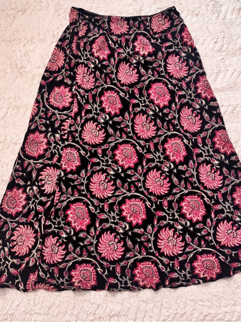 VINTAGE 90s Angie Floral Boho Maxi Skirt | 100% Rayon Made in India Large